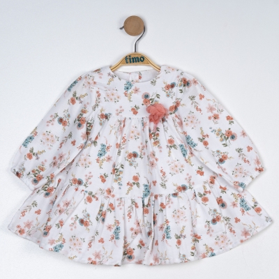 U/K KIZ ÇİÇEK DETAYLI ELBİSE