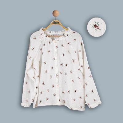 KIZ 6-9 YAŞ  MÜSLİN ÇEÇEKLİ GÖMLEK