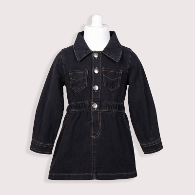KIZ 6-24 AY  UZUN KOLLU DENİM ELBİSE