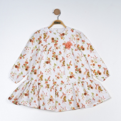 U/K KIZ ÇİÇEK DETAYLI ELBİSE