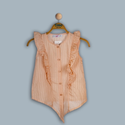 KIZ 10-13 YAŞ ÇİZGİLİ FIRFIRLI GÖMLEK